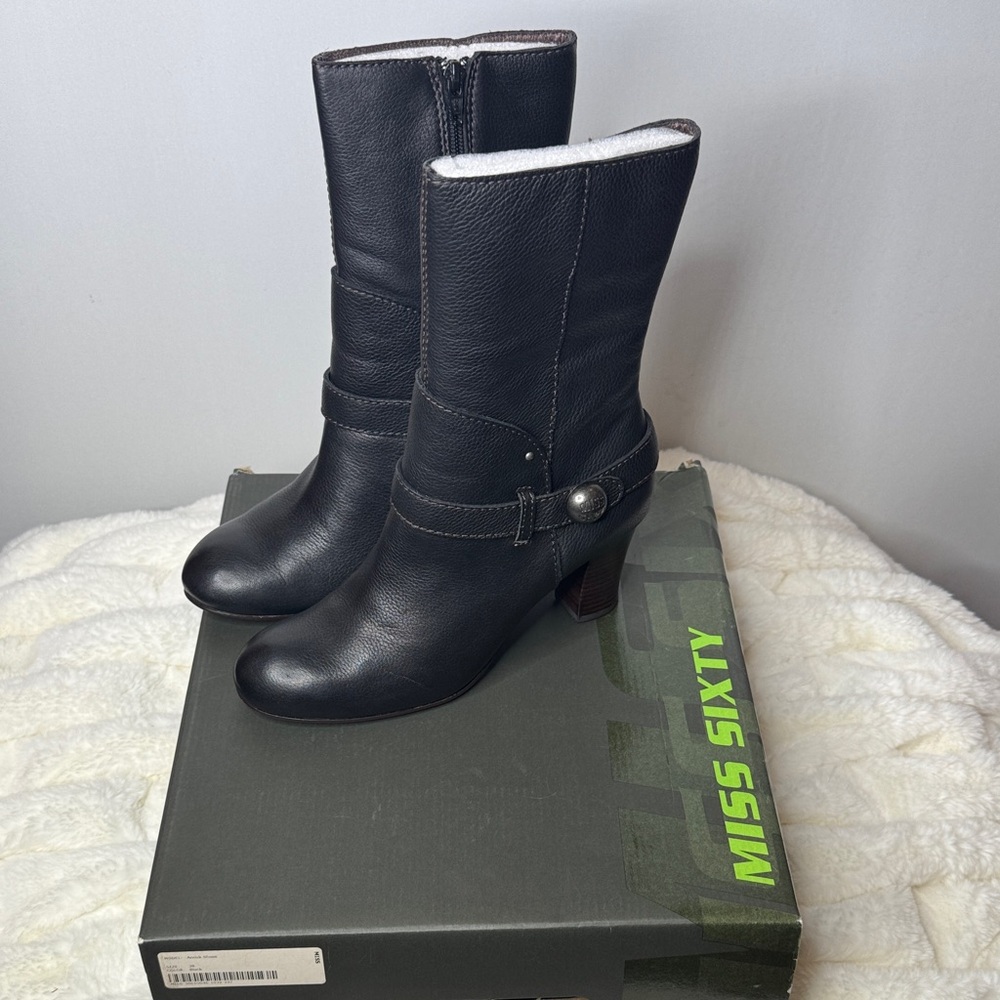 Miss Sixty Elegant Black Heeled Boots size 38